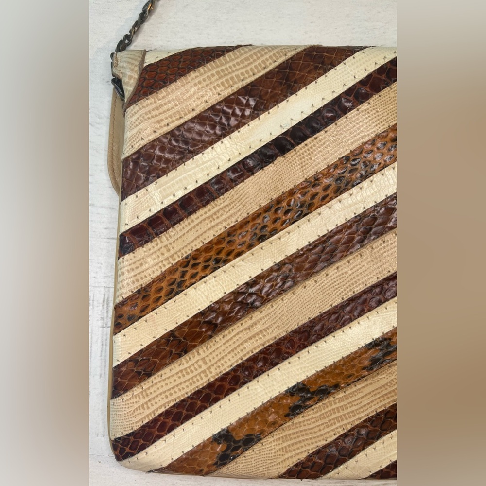 Oleg Cassini Vintage Snake Skin Patchwork Clutch - Picture 10 of 13